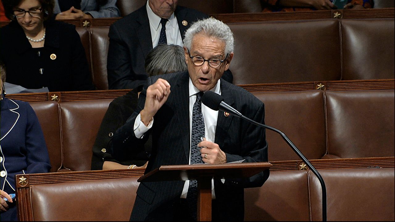 Rep. Alan Lowenthal, D-Calif., speaks as the House of Representatives debates the articles of impeachment against President Trump at the Capitol, Dec. 18, 2019. (House Television via AP)