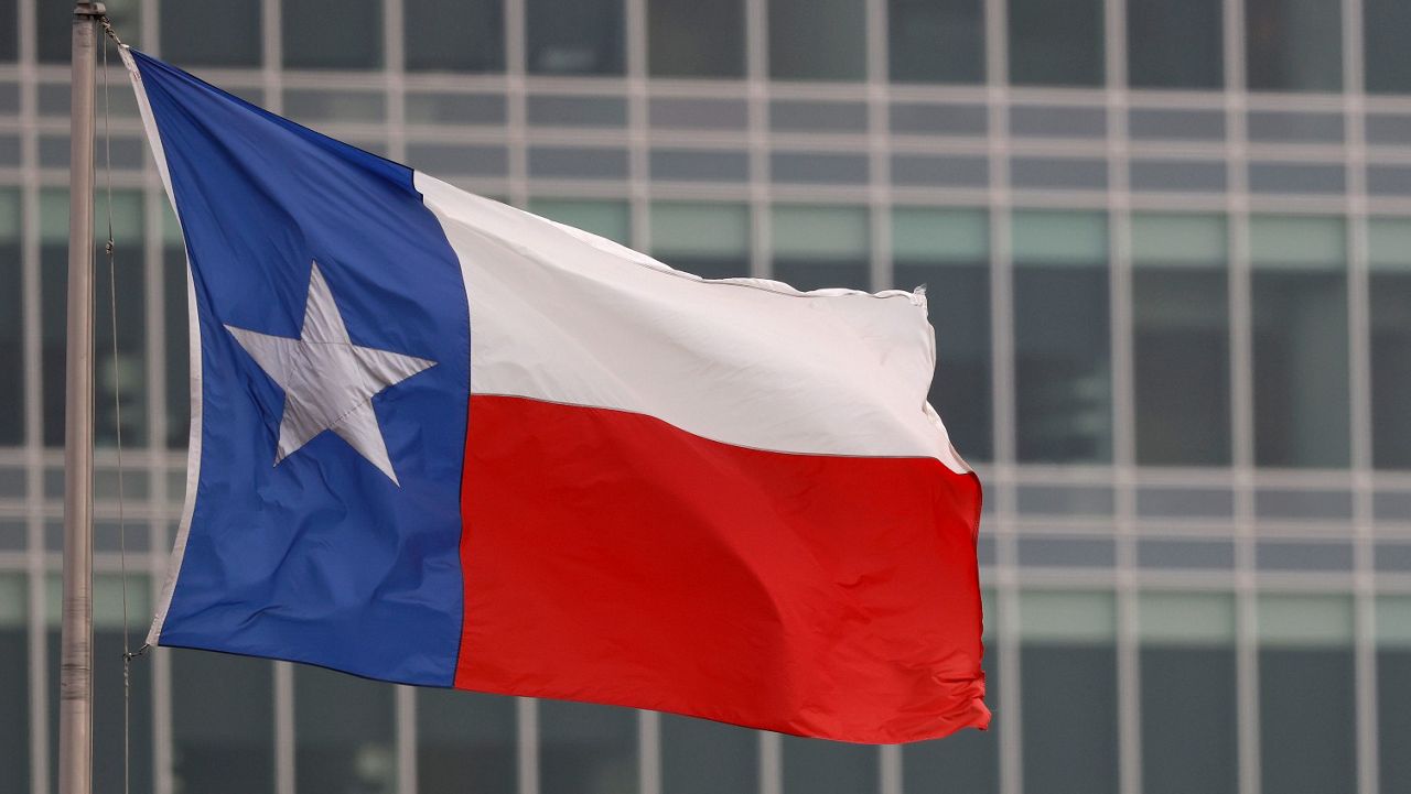 A detail view of the Texas flag is seen during an University of Texas at Rice University NCAA college baseball game, Saturday, Feb. 15, 2020, in Houston. (AP Photo/Aaron M. Sprecher)