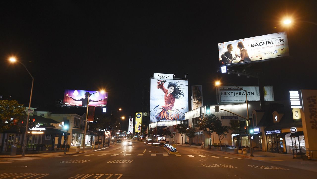 The Sunset Strip Wednesday, April 1, 2020, in West Hollywood, Calif. (AP Photo/Chris Pizzello)