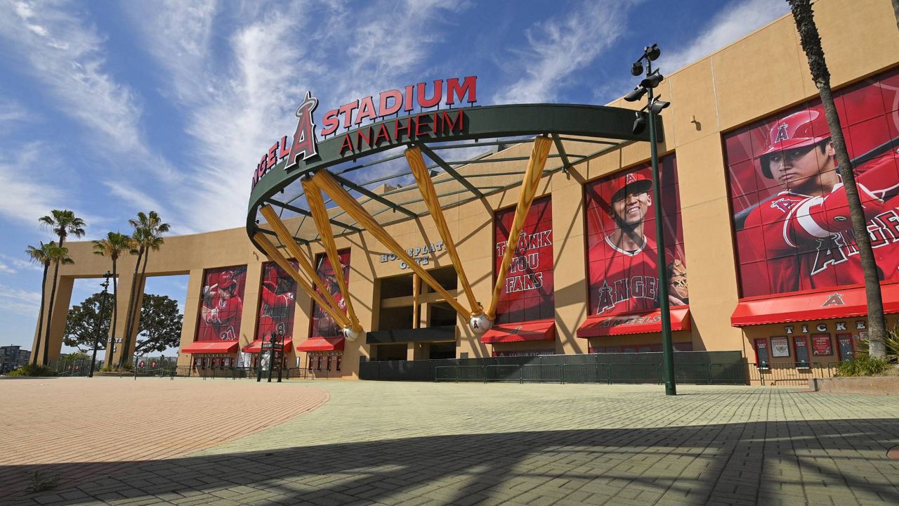 Angel Stadium stands Thursday, June 25, 2020, in Anaheim, Calif. (AP Photo/Mark J. Terrill)