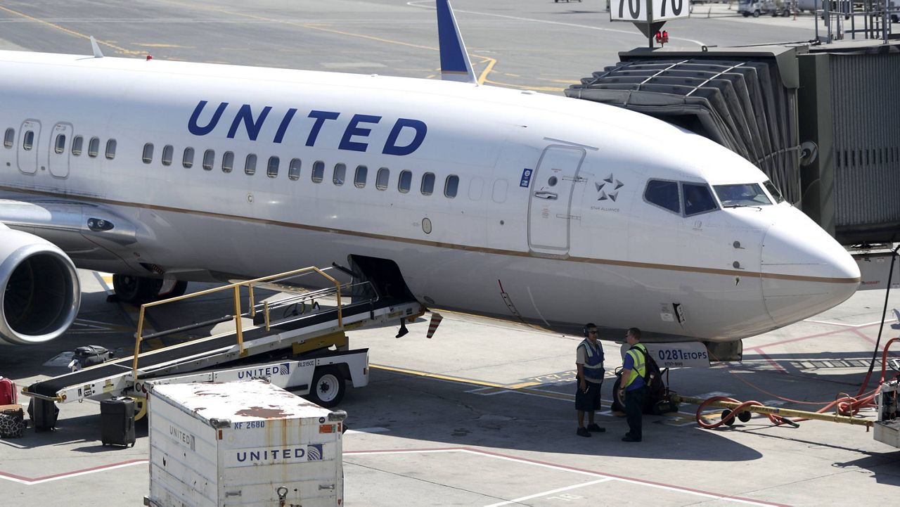In this 2018 file photo, a United Airlines commercial jet sits at a gate at Newark Liberty International Airport in Newark, N.J. (AP Photo/Julio Cortez, File)
