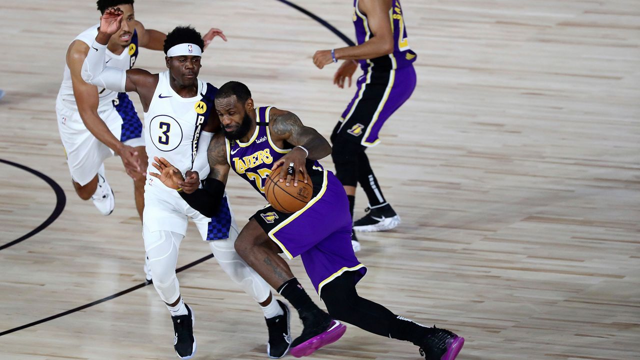 The Lakers' lack of outside touch led to two forgettable games before improving ever so slightly Saturday against the Indiana Pacers. (Kim Klement/Pool Photo via AP)