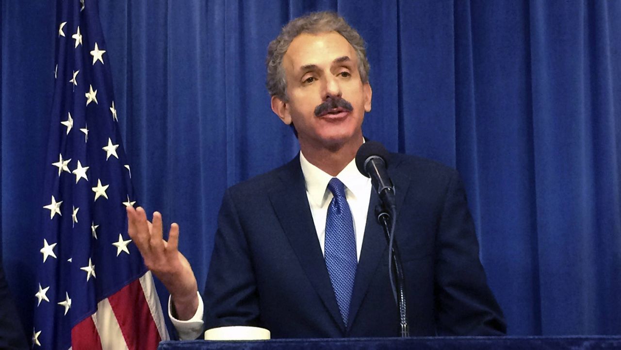 In this June 20, 2017, file photo, Los Angeles City Attorney Mike Feuer talks during a news conference in Los Angeles. (AP Photo/Christopher Weber, File)