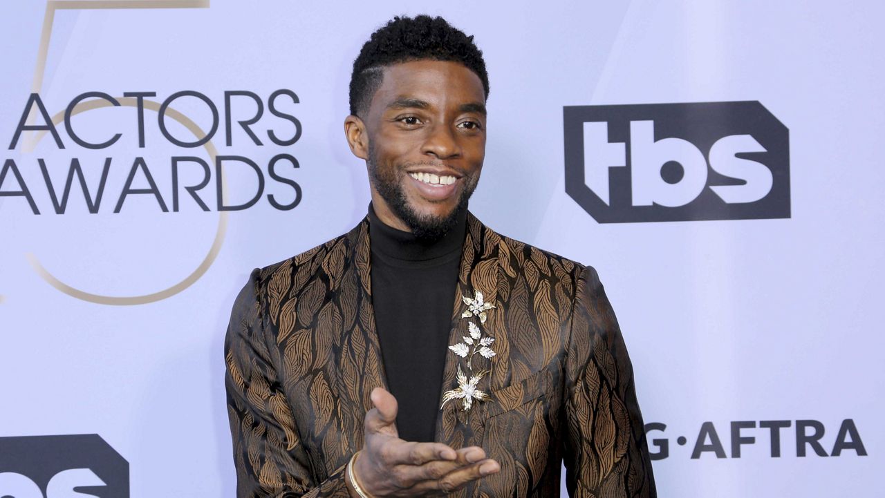 FILE - In this Jan. 27, 2019 file photo, Chadwick Boseman arrives at the 25th annual Screen Actors Guild Awards (Photo by Willy Sanjuan/Invision/AP, File)
