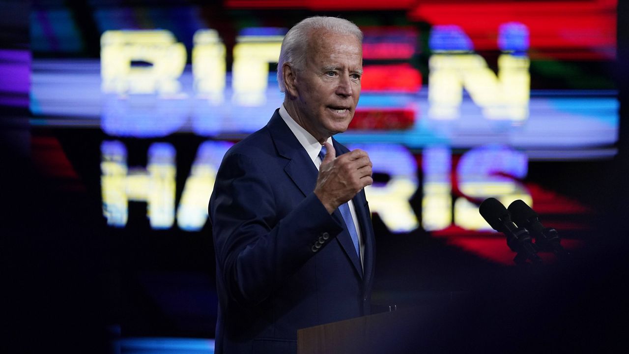former Vice President Joe Biden speaks about school reopenings in Wilmington, Delaware. (AP Photo/Carolyn Kaster)