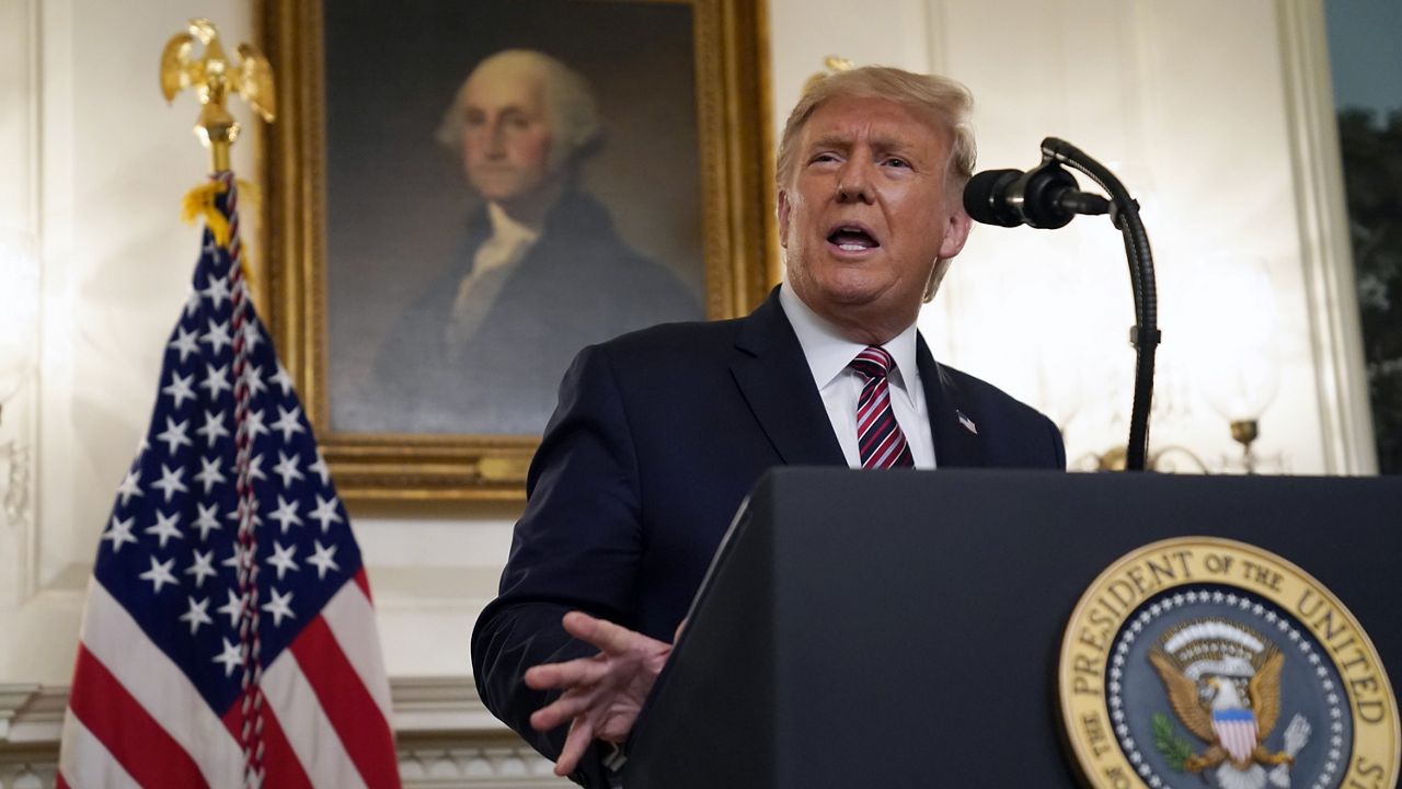 President Donald Trump speaks during an event on judicial appointments, in the Diplomatic Reception Room of the White House, Wednesday, Sept. 9, 2020, in Washington. (AP Photo/Evan Vucci)