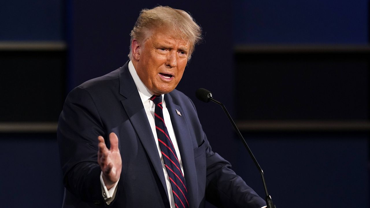 President Donald Trump speaks at Tuesday night's presidential debate in Cleveland. (AP Photo/Patrick Semansky)