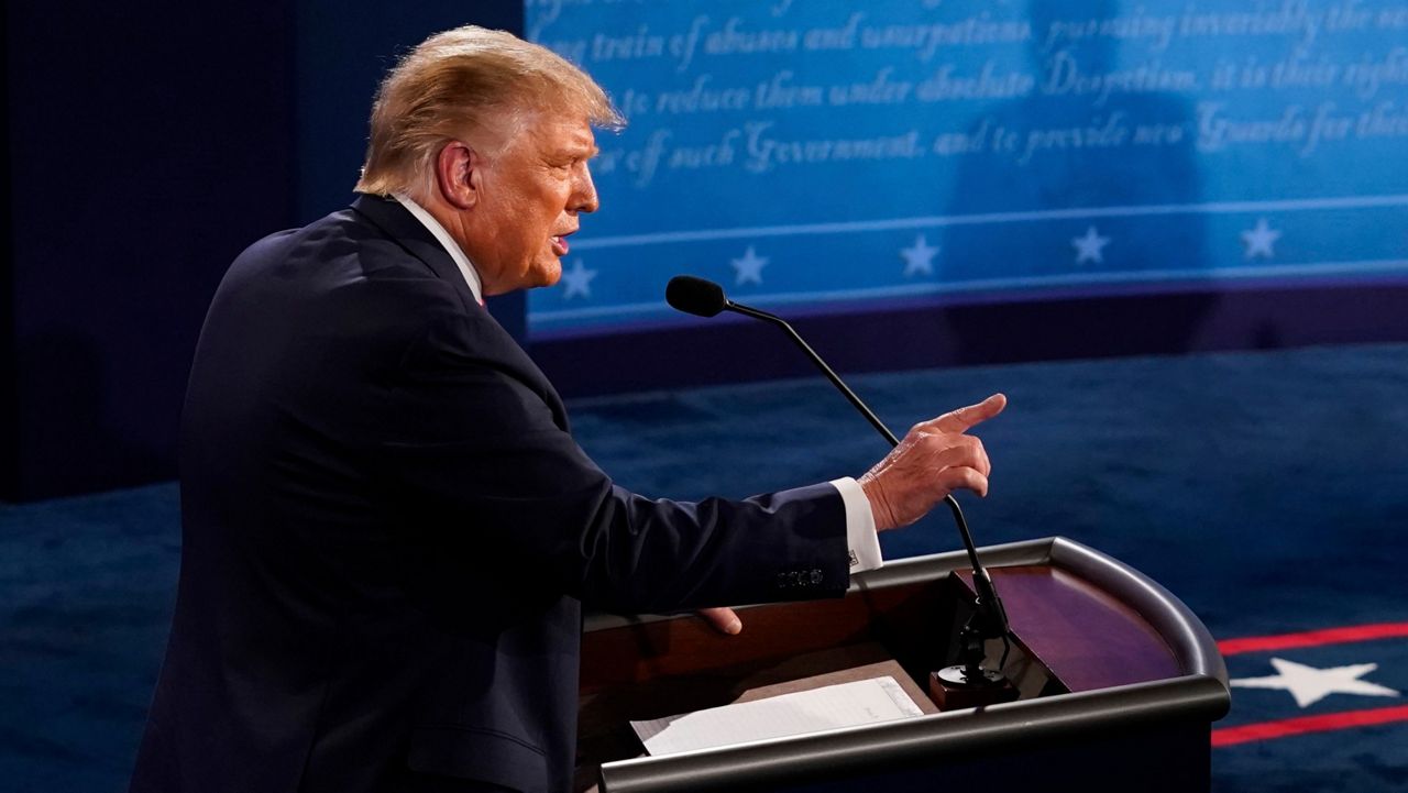 President Donald Trump makes a point during the first presidential debate. (AP Photo/Morry Gash, Pool)
