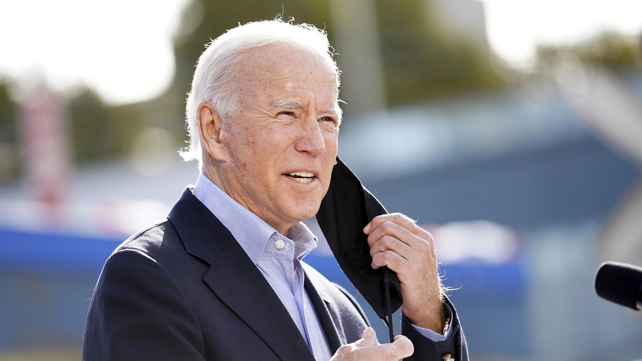 Democratic presidential candidate former Vice President Joe Biden arrives to speak at Amtrak's Cleveland Lakefront train station, Wednesday, Sept. 30, 2020, in Cleveland. Biden is on a train tour through Ohio and Pennsylvania today. (AP Photo/Andrew Harnik)