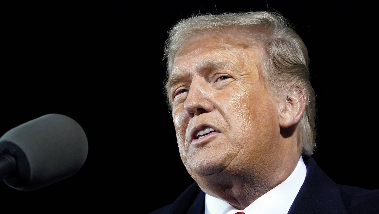 President Donald Trump speaks at a campaign rally at Duluth International Airport on Wednesday in Duluth, Minn. (AP Photo/Alex Brandon)