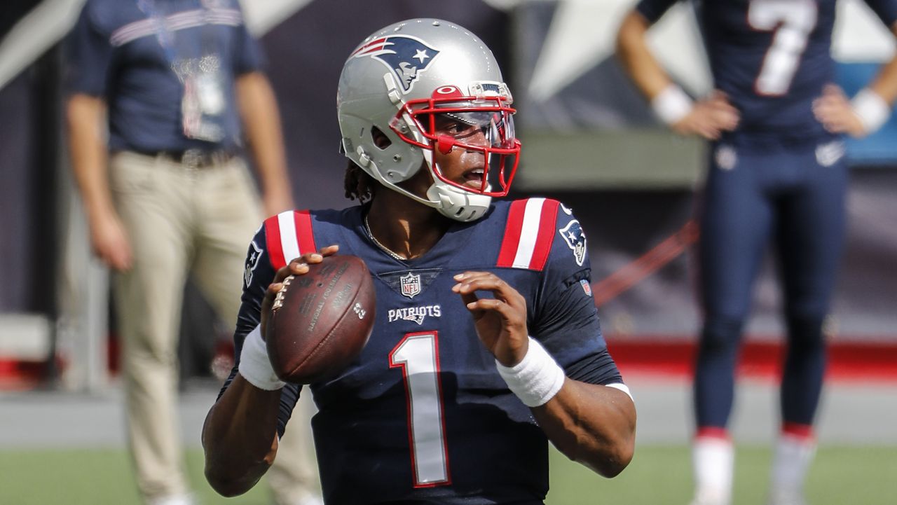 New England Patriots quarterback Cam Newton (Winslow Townson/AP Images for Panini)