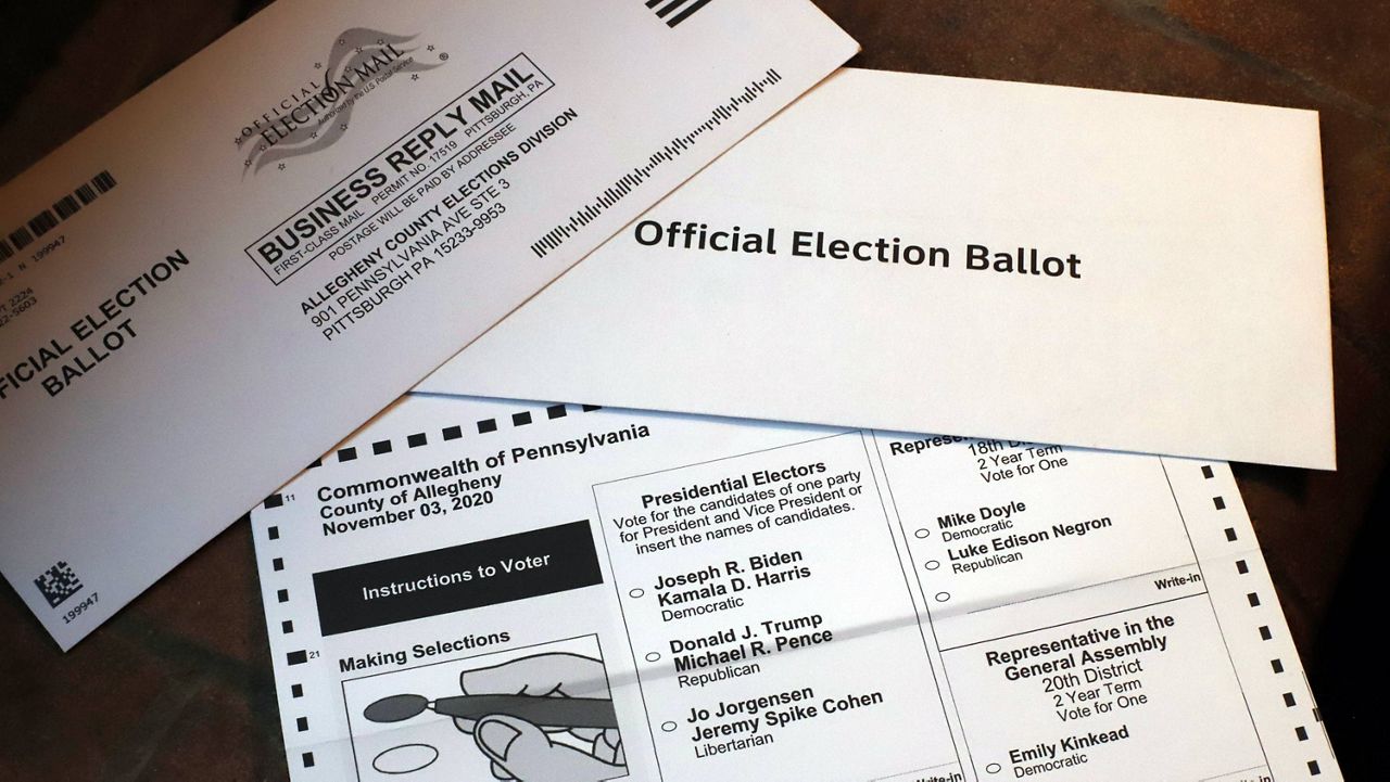 A 2020 general election mail-in ballot for Allegheny County in Pennsylvania (AP Photo/Gene J. Puskar)