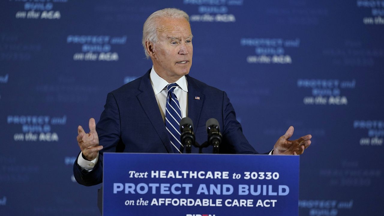 Democratic presidential candidate and former Vice President Joe Biden speaks at Beech Woods Recreation Center in Southfield, Mich., on Friday. (AP Photo/Carolyn Kaster)