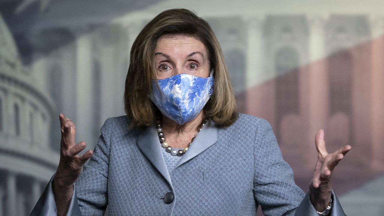 Speaker of the House Nancy Pelosi (D-CA), holds a news conference at the Capitol in Washington, Thursday, Oct. 29, 2020. (AP Photo/J. Scott Applewhite)