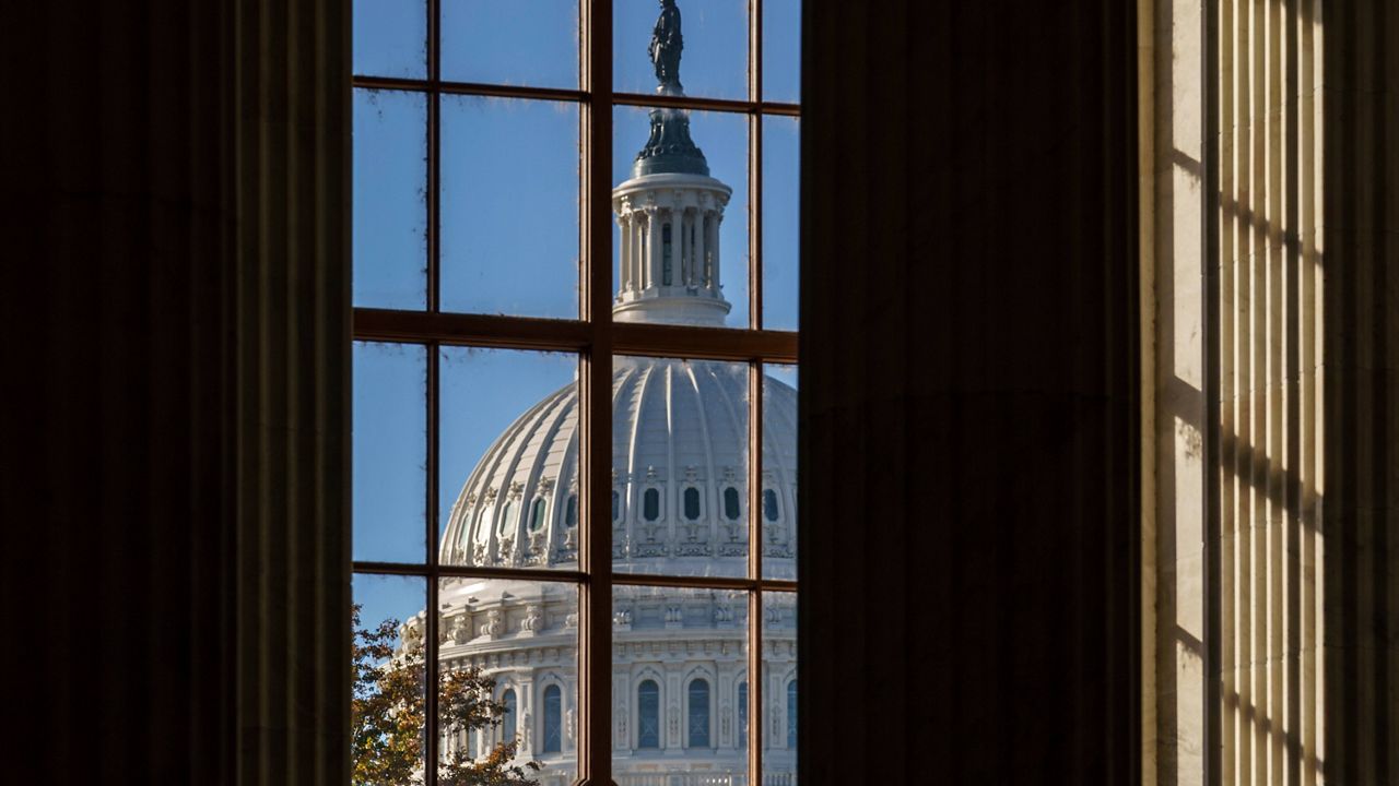 The morning sun illuminates the rotunda of the Russell Senate Office Building on Capitol Hill in Washington, Tuesday, Nov. 10, 2020. (AP Photo/J. Scott Applewhite)