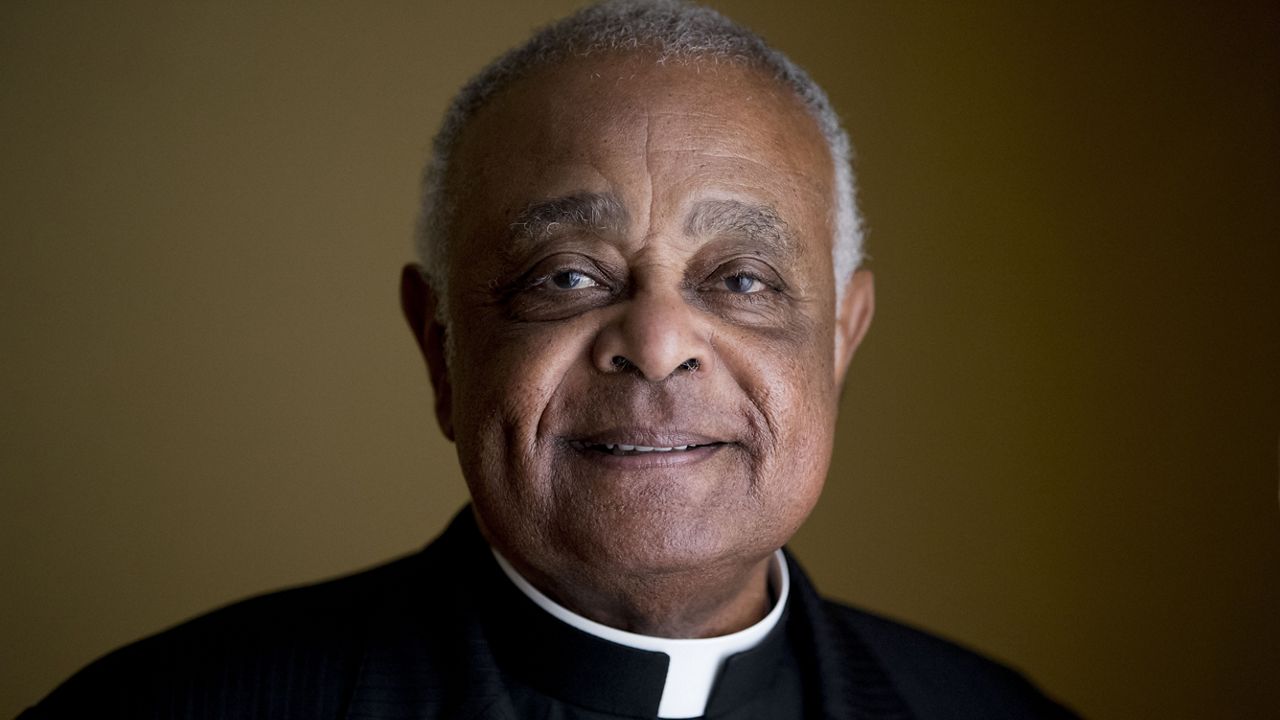 FILE - This Sunday, June 2, 2019, file photo shows Washington D.C. Archbishop Wilton Gregory posed for a portrait following mass at St. Augustine Church in Washington. (AP Photo/Andrew Harnik, File)
