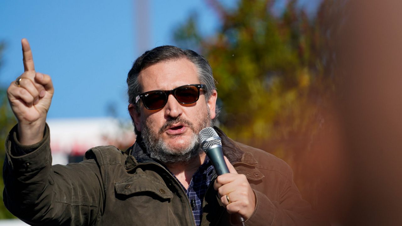 Sen. Ted Cruz, R-Texas, speaks at a campaign rally for Sen. Kelly Loeffler, R-Ga., on Saturday, Jan. 2, 2021, in Cumming, Ga. (AP Photo/Brynn Anderson)