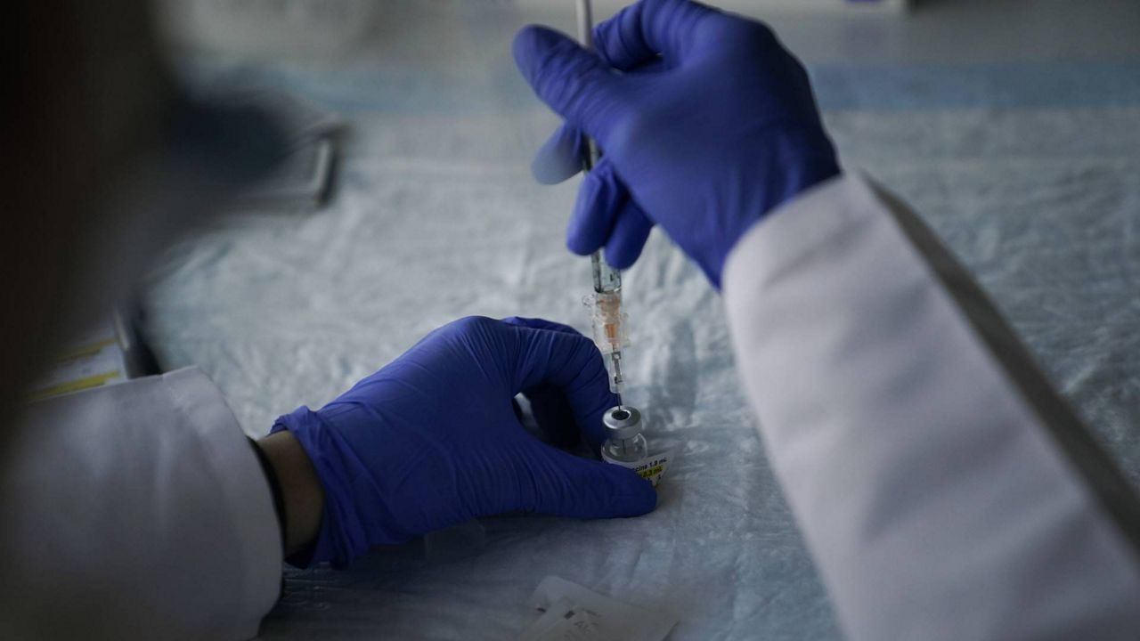 A nurse practitioner prepares the Pfizer-BioNTech COVID-19 vaccine for medical workers at St. Joseph Hospital in Orange, Calif. Thursday, Jan. 7, 2021. (AP/Jae C. Hong)