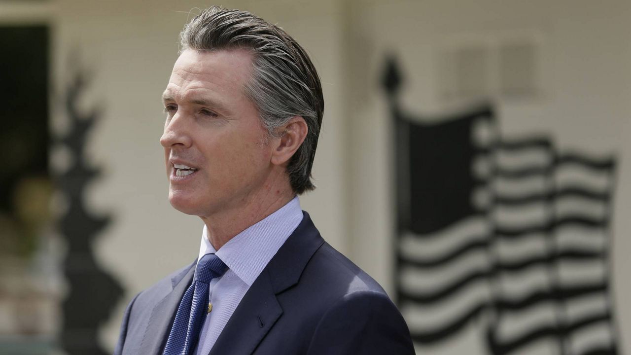 In this May 22, 2020, file photo, Gov. Gavin Newsom speaks during a news conference at the Veterans Home of California in Yountville, Calif. (AP Photo/Eric Risberg, Pool)