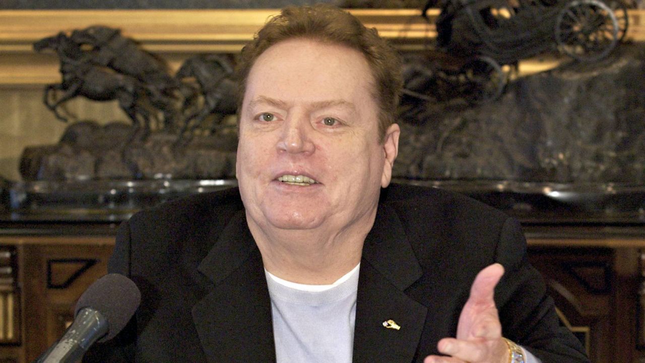 Larry Flynt comments on the resignation of former New York Governor Eliot Spitzer during an interview with The Associated Press in his office in Beverly Hills, Calif. on March 14, 2008. (AP Photo/Damian Dovarganes, File)
