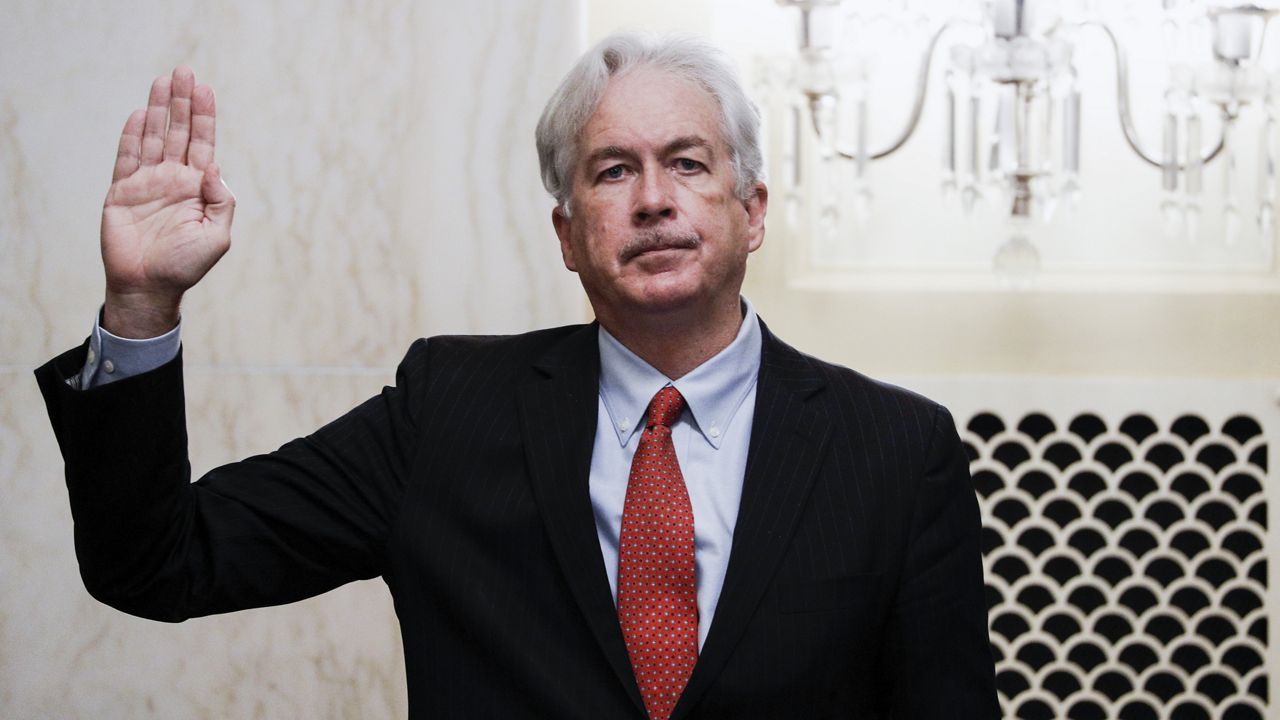 William Burns is sworn in before a Senate Intelligence Committee hearing on his nomination to be director of the Central Intelligence Agency (CIA) on Capitol Hill in Washington, Wednesday, Feb. 24, 2021. (Tom Brenner/Pool via AP)