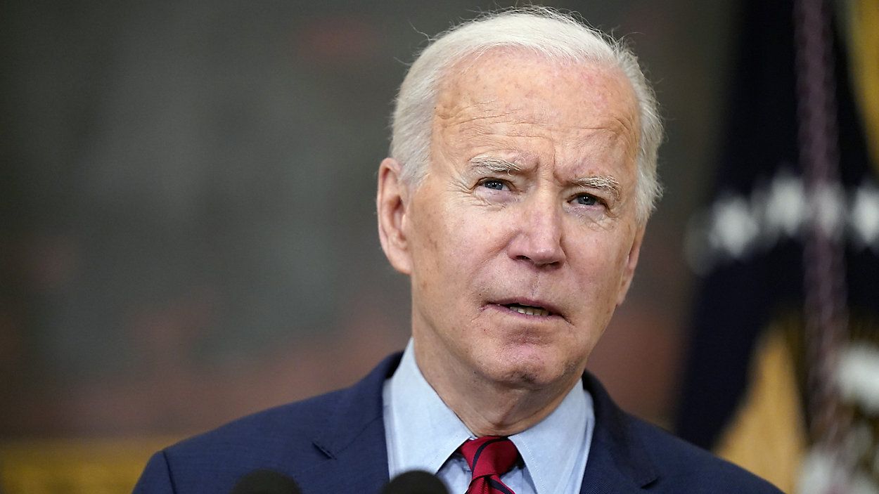 President Joe Biden speaks about the shooting in Boulder, Colo., Tuesday, March 23, 2021, in the State Dining Room of the White House in Washington. (AP Photo/Patrick Semansky)