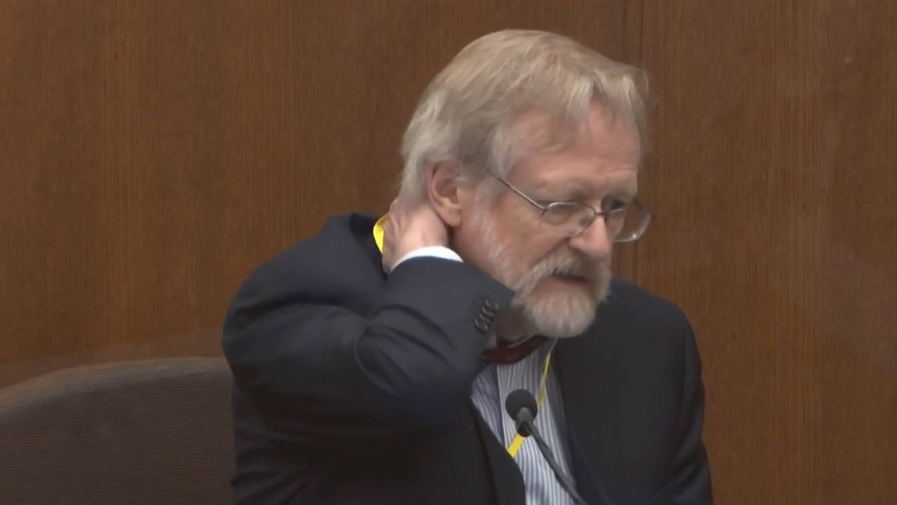 Dr. Martin Tobin testifies at the Derek Chauvin murder trial on Thursday. (Court TV via AP, Pool)