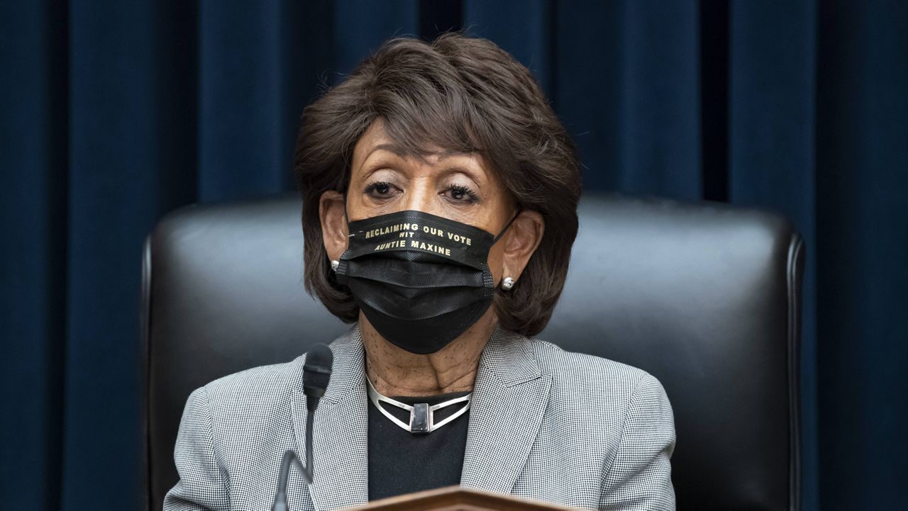House Financial Services Committee Chairwoman Maxine Waters, D-Calif., presides over a markup of pending bills, on Capitol Hill in Washington, Tuesday, April 20, 2021. 