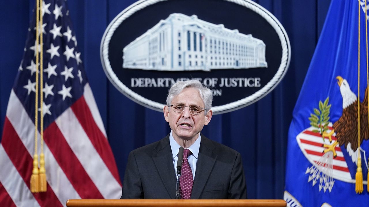 Attorney General Merrick Garland speaks about a jury's verdict in the case against former Minneapolis Police Officer Derek Chauvin in the death of George Floyd, at the Department of Justice, Wednesday, April 21, 2021 in Washington. (AP Photo/Andrew Harnik, Pool)