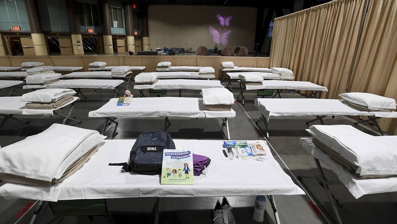 The center is able to house up to 1,000 children and the first children are expected to arrive Thursday afternoon. (Brittany Murray/The Orange County Register via AP, Pool)