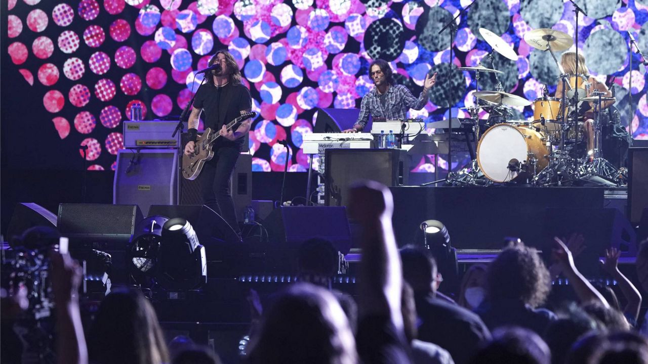 The Foo Fighters perform at "Vax Live: The Concert to Reunite the World" on Sunday, May 2, 2021, at SoFi Stadium in Inglewood, Calif. (Photo by Jordan Strauss/Invision/AP)