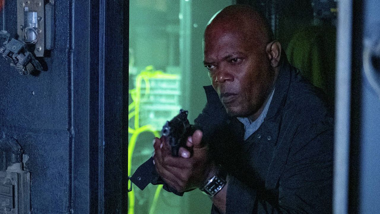 This image released by Lionsgate shows Samuel L. Jackson in a scene from "Spiral: From the Book of Saw." (Brooke Palmer/Lionsgate via AP)