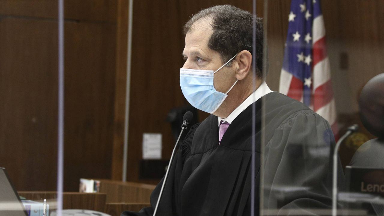 Orange County Superior Court Judge Larry Yellin presides over a hearing at the Central Justice Center in Santa Ana, Calif., June 18, 2021. (Frederick M. Brown/Pool via AP)