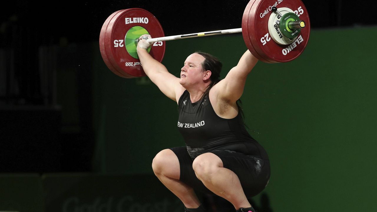 Laurel Hubbard competes in the 2018 Commonwealth Games on the Gold Coast of Australia. (AP Photo/Mark Schiefelbein, File)
