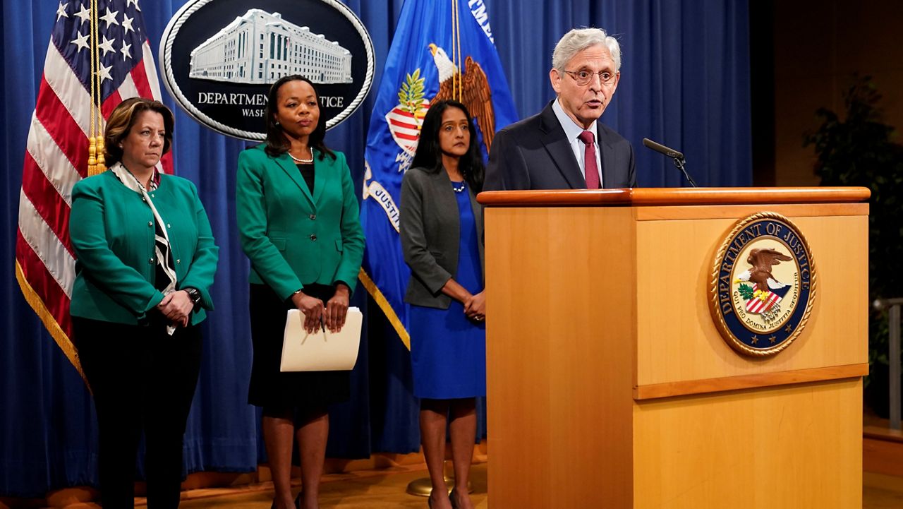 Attorney General Merrick Garland speaks during a news conference on voting rights. (AP/Patrick Semansky)