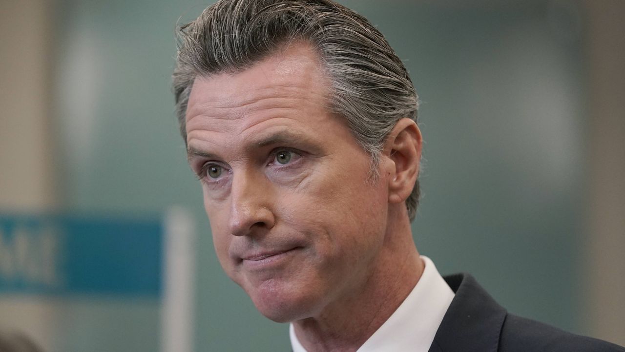 In this July 26, 2021, file photo, California Gov. Gavin Newsom appears at a news conference in Oakland, Calif. (AP Photo/Jeff Chiu, File)