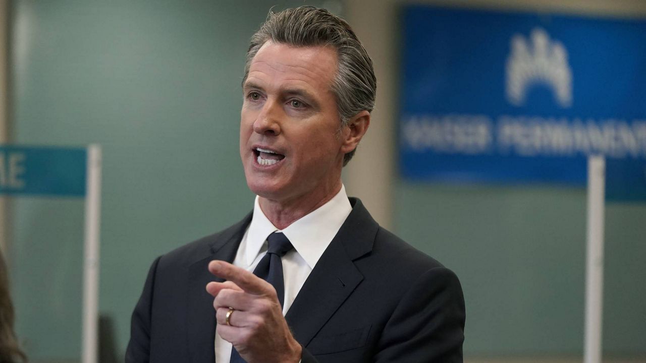 Gov. Gavin Newsom speaks at a news conference in Oakland, Calif. on July 26, 2021 (AP Photo/Jeff Chiu)