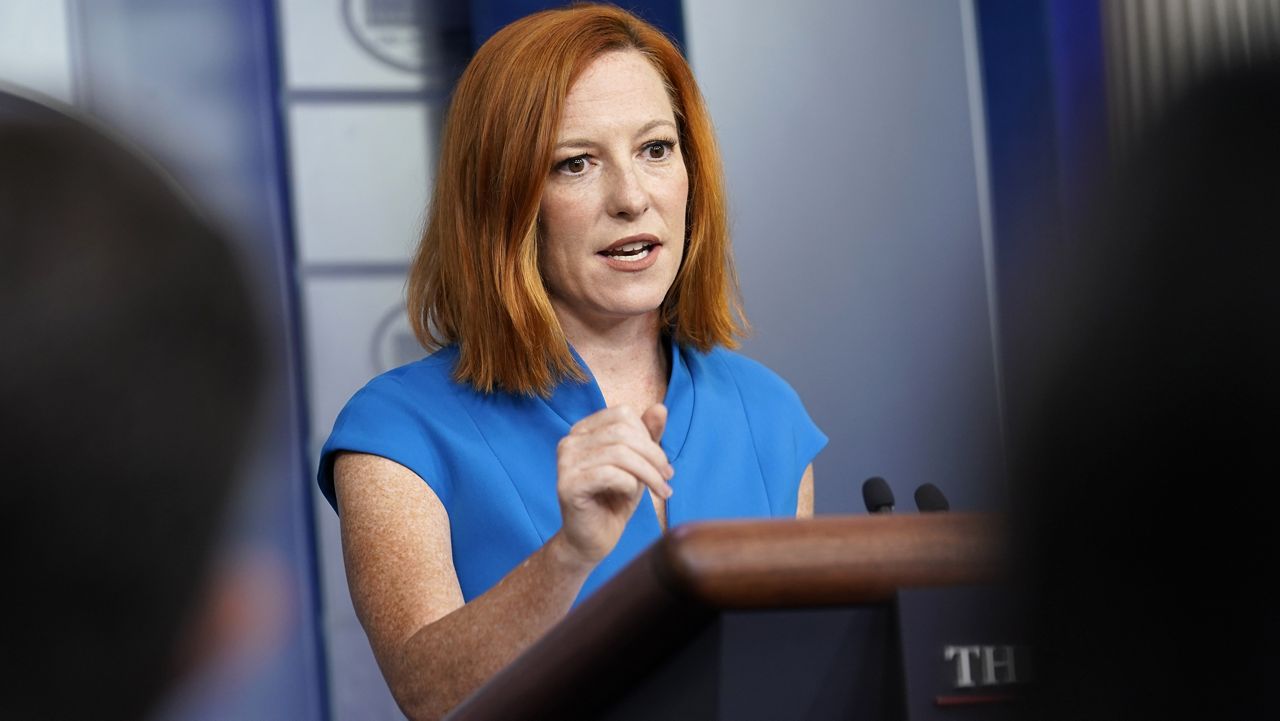 White House press secretary Jen Psaki speaks during the daily briefing at the White House in Washington, Wednesday, Aug. 11, 2021. (AP Photo/Susan Walsh)