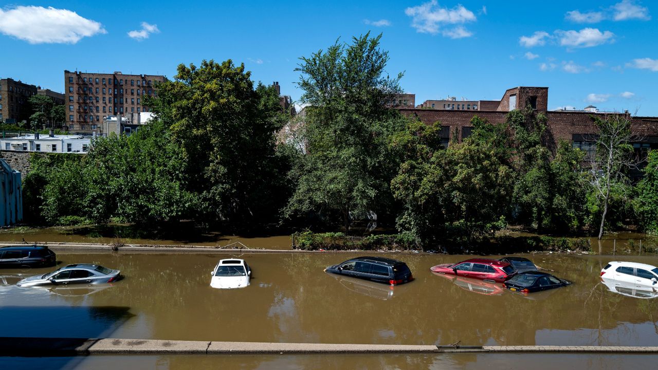 Vehicles are stranded by high water Thursday, Sept 2, 2021, on the Major Deegan Expressway in the Bronx. (AP Photo/Craig Ruttle)