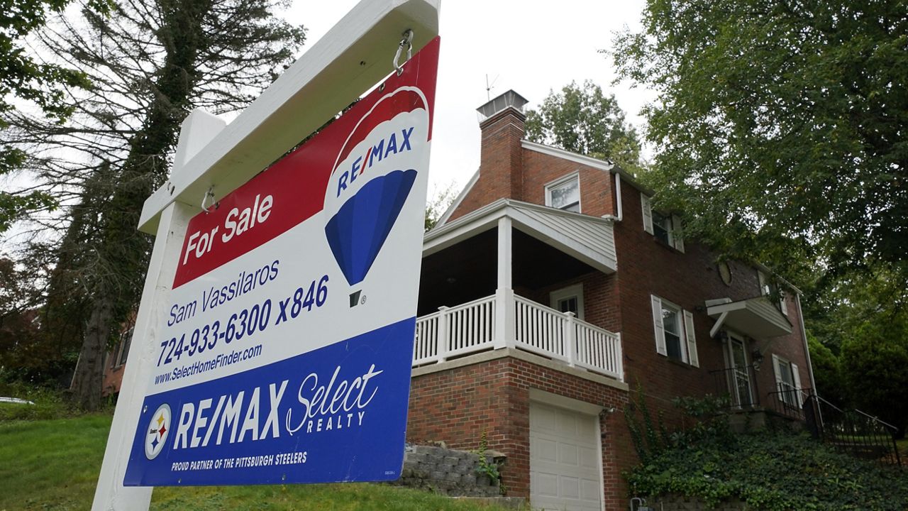 This is a home for sale in Mount Lebanon, Pa., on Tuesday, Sept. 21, 2021. (AP Photo/Gene J. Puskar)