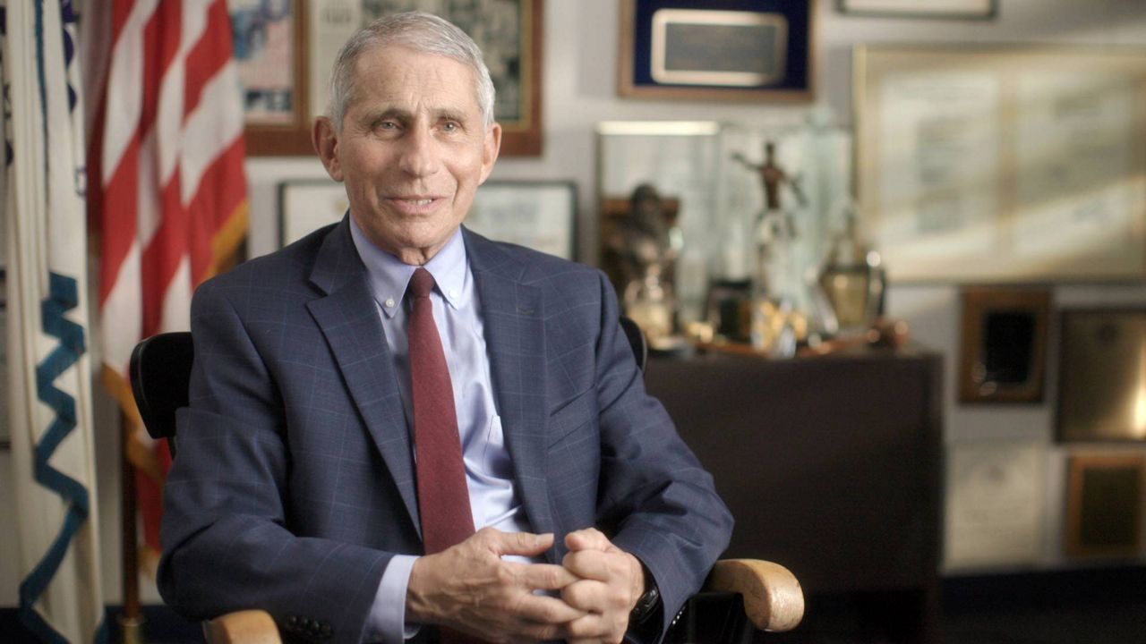 This image released by National Geographic shows Dr. Anthony Fauci at the NIH in Bethesda, Md., during the filming of the documentary "Fauci." (Visko HatfNational Geographic via AP)