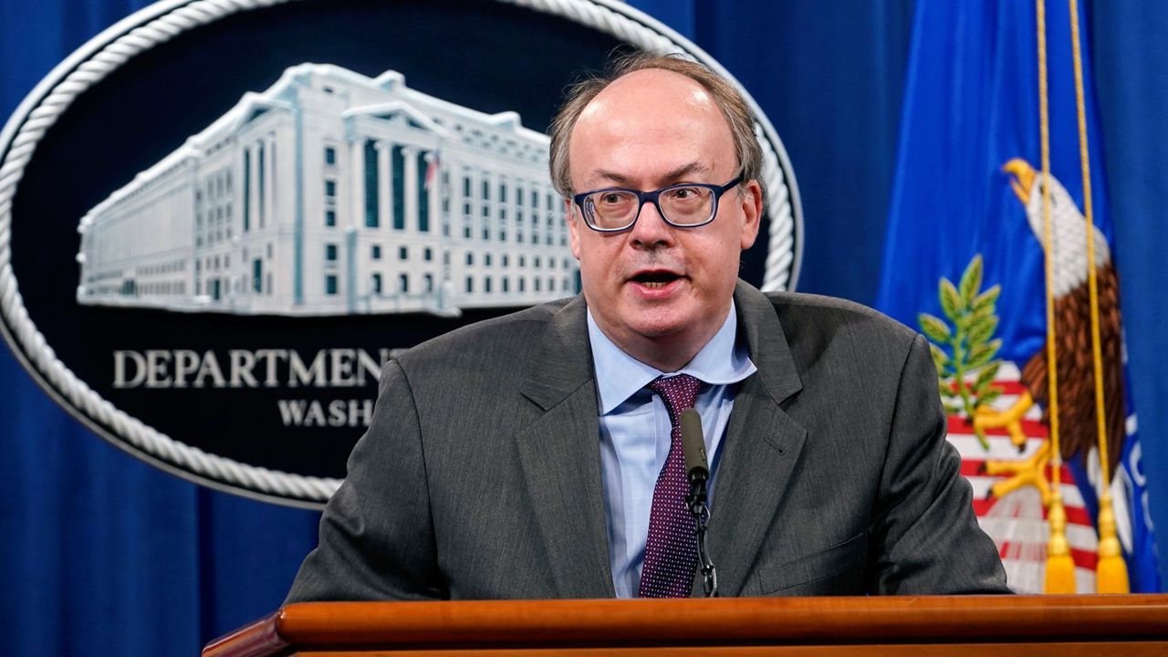 FILE - In this Sept. 14, 2020, file photo, Jeff Clark, then-Assistant Attorney General for the Environment and Natural Resources Division, speaks during a news conference at the Justice Department in Washington. (AP Photo/Susan Walsh, Pool)