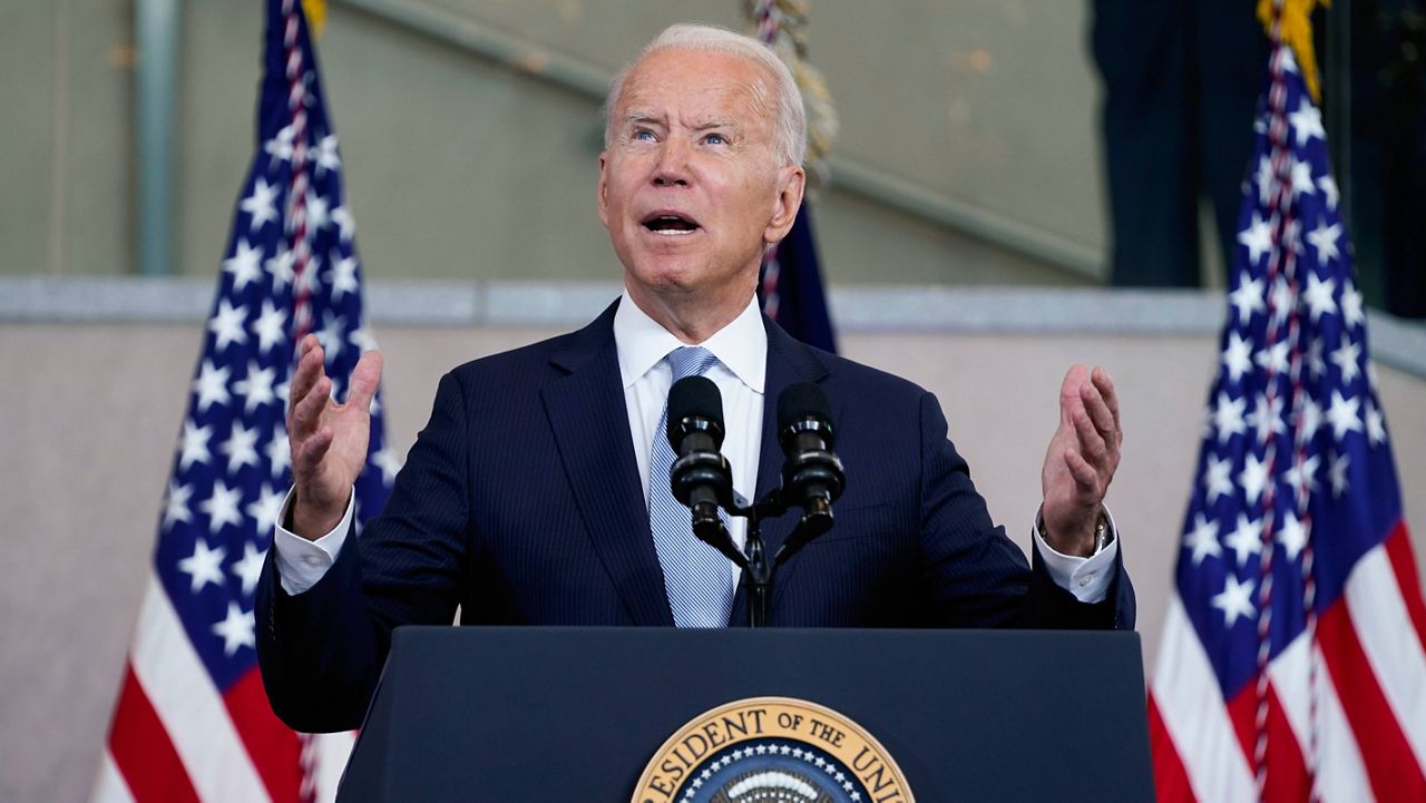 President Joe Biden delivers a speech on voting rights on July 13 at the National Constitution Center in Philadelphia. (AP Photo/Evan Vucci, File)