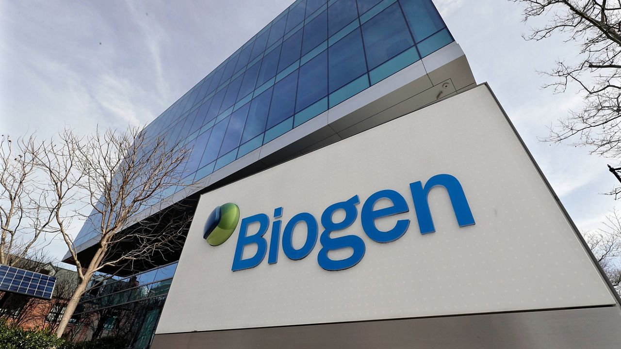 The Biogen Inc., headquarters is shown March 11, 2020, in Cambridge, Mass. (AP Photo/Steven Senne, File)