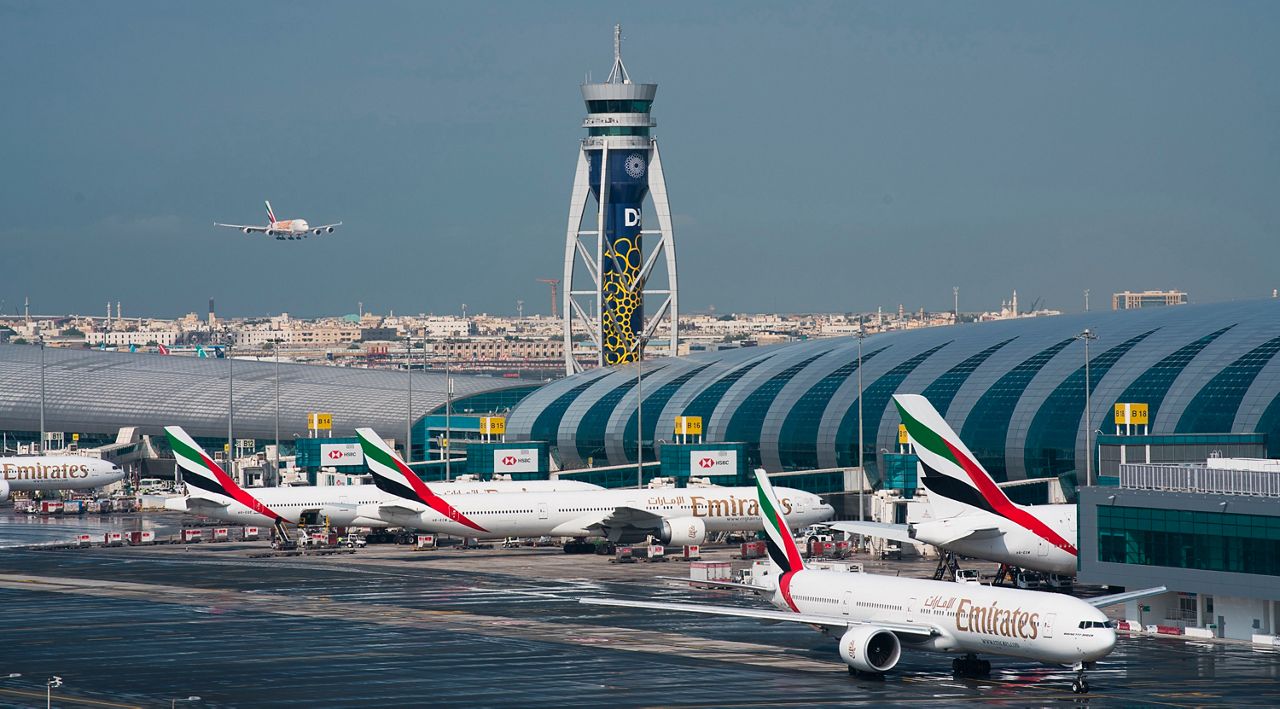 An Emirates jetliner comes in for landing at the Dubai International Airport in Dubai, United Arab Emirates. (AP Photo/Jon Gambrell, File)