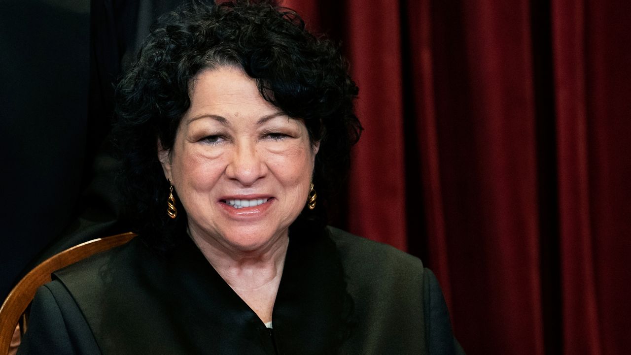 In this April 23, 2021, file photo Associate Justice Sonia Sotomayor sits during a group photo at the Supreme Court in Washington. (Erin Schaff/The New York Times via AP, Pool, File)