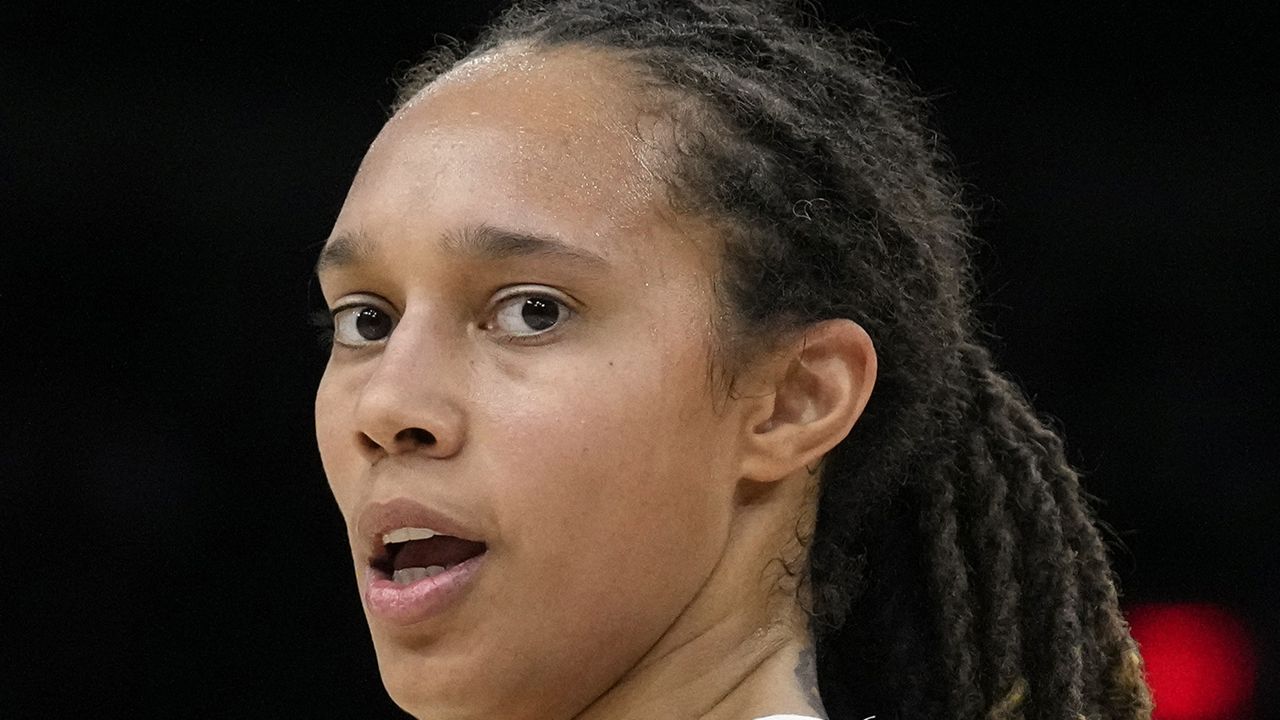 Phoenix Mercury center Brittney Griner is shown during the first half of Game 2 of basketball's WNBA Finals against the Chicago Sky, Oct. 13, 2021, in Phoenix. Griner, a seven-time WNBA All-Star who plays for the Phoenix Mercury, was detained at a Russian airport on February 17 after authorities there said a search of her bag revealed vape cartridges containing cannabis oil. Griner's wife, Cherelle Griner, has not heard the WNBA star's voice even once in the four months since her arrest in Moscow. (AP Photo/Rick Scuteri, File)