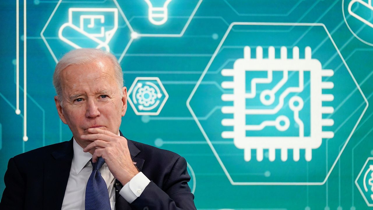 FILE - President Joe Biden attends an event to support legislation that would encourage domestic manufacturing and strengthen supply chains for computer chips in the South Court Auditorium on the White House campus, March 9, 2022, in Washington. (AP Photo/Patrick Semansky, File)