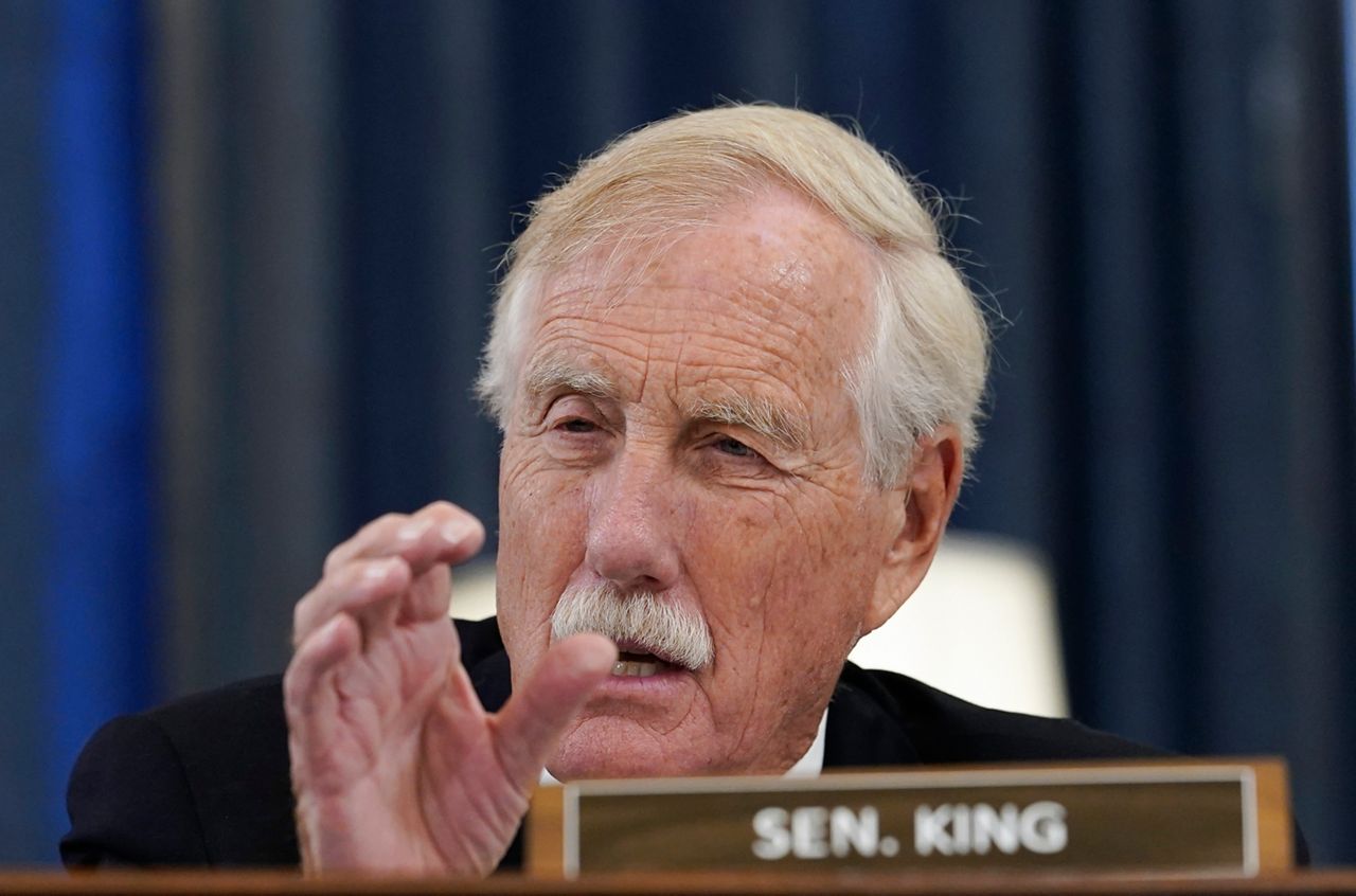 Sen. Angus King, I-Maine, speaks during a Senate Rules and Administration Committee hearing to examine the Electoral Count Act, Wednesday, Aug. 3, 2022, at the Capitol Hill in Washington. (AP Photo/Mariam Zuhaib)