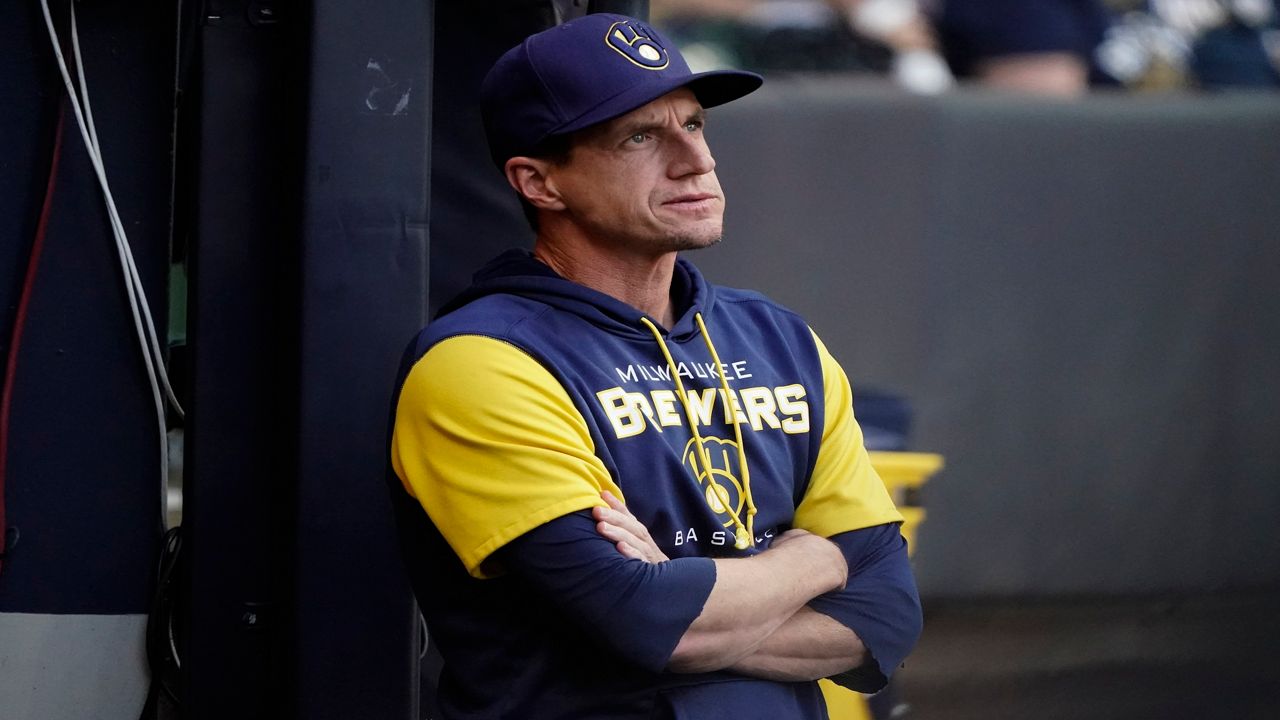 Milwaukee Brewers manager Craig Counsell watches during the second inning of a baseball game against the Arizona Diamondbacks Wednesday, Oct. 5, 2022, in Milwaukee. 